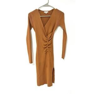 Almost Famous Burnt Orange Fall Long Sleeve Wrap Dress size M knit
